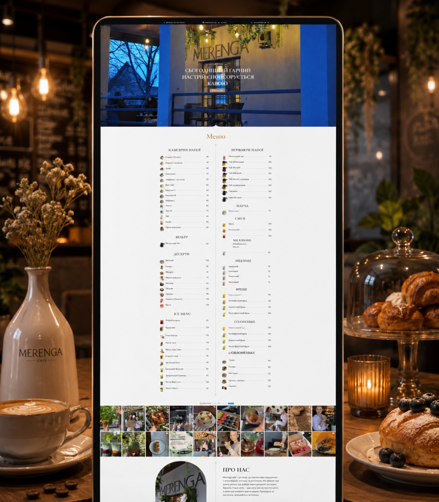 Landing page для кафе “Merenga”