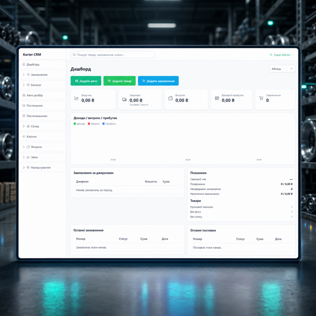 CRM Karter – система обліку розборки вантажних авто